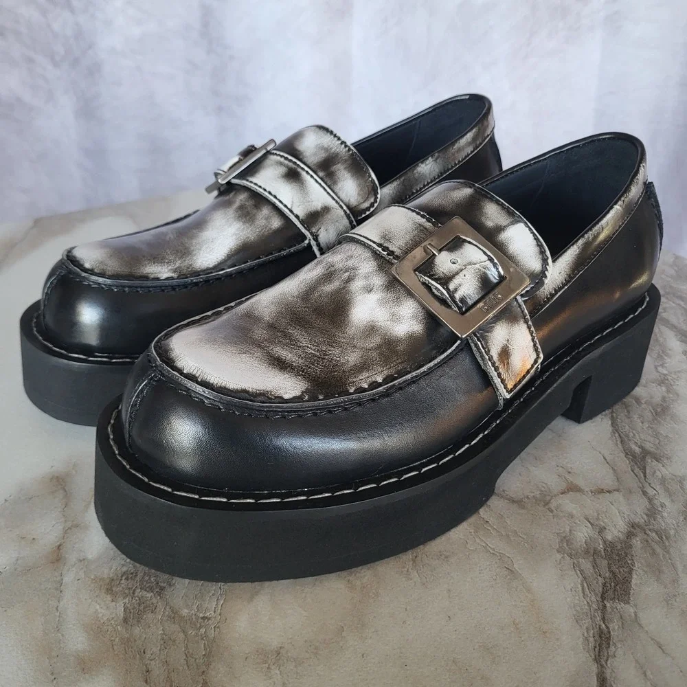 GCDS Clarks Split Toe Monk Strap Platform Loafers SAMPLE Men's Size 7.5 Black